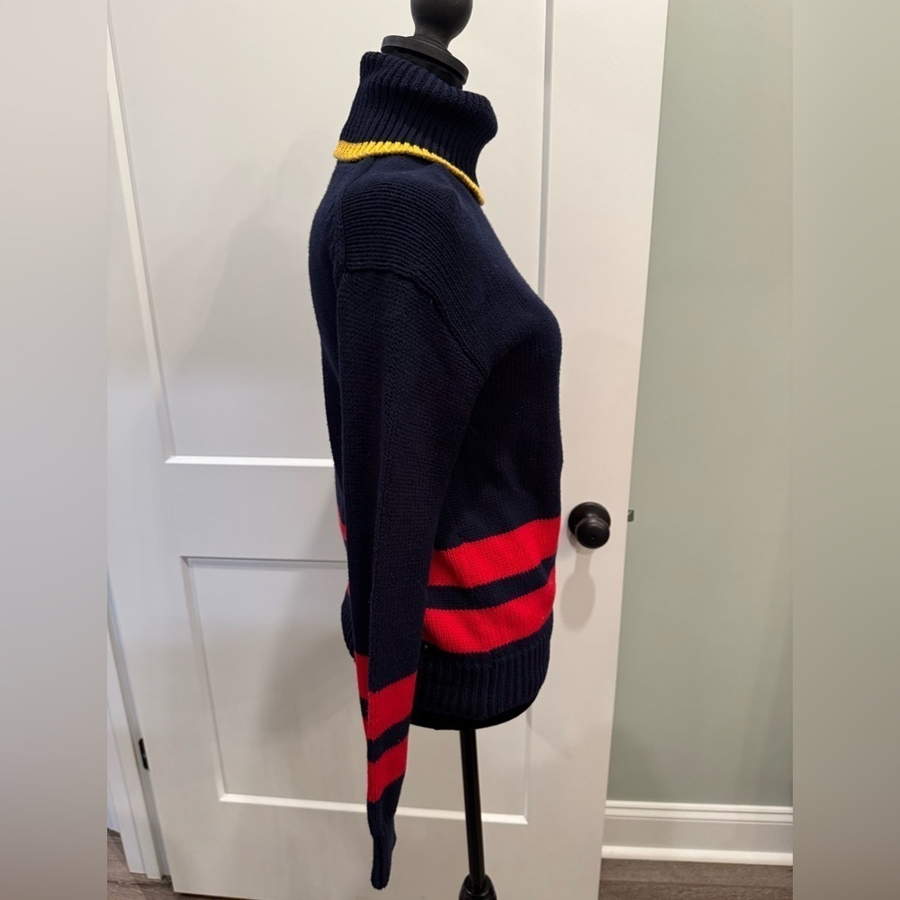 Polo Ralph Lauren Striped Turtleneck Sweater Navy Blue, Red & Yellow cotton - Picture 3 of 9